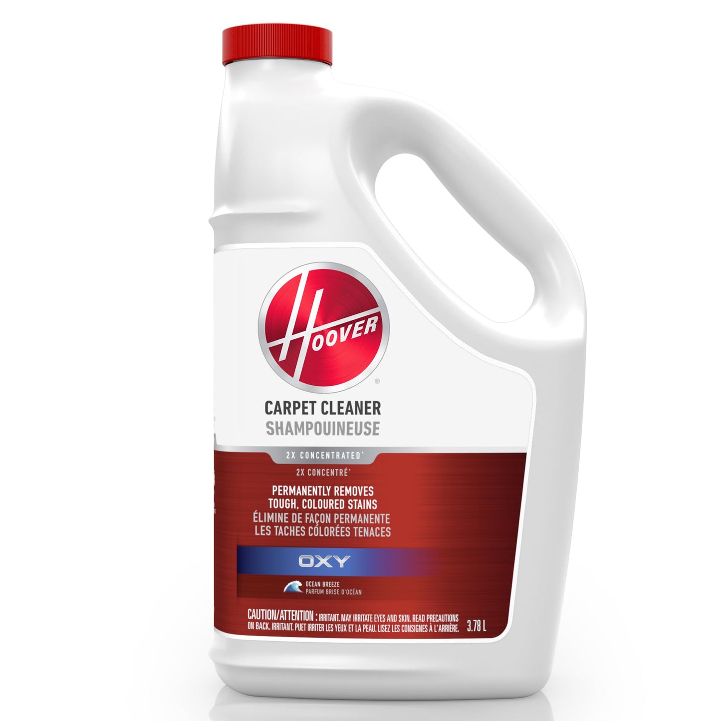 Hoover Oxy Carpet Cleaner Solution,128 oz. Ocean Breeze Scent, Deep Cleaning Carpet Shampoo Solution, Removes Tough Colored Stains from Carpet and Upholstery, Pair with Hoover Carpet Cleaner Machine