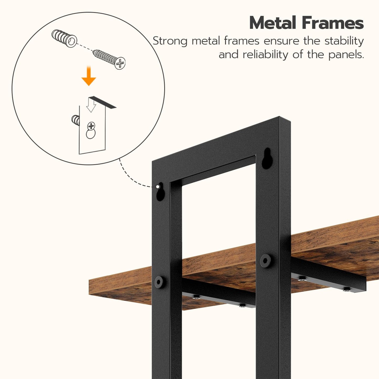 HOOBRO Floating Shelves, 38 cm Wall Shelf Set of 2, Wall Mounted Storage Shelves 2-Tier, Hanging Bathroom Shelves, for Living Room, Bedroom, Bathroom, Kitchen, Rustic Brown and Black BF32BJ01
