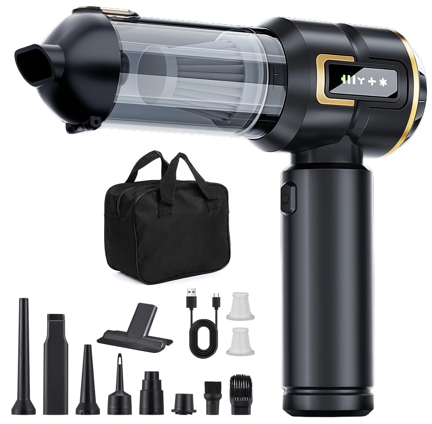 Car Vacuum Cleaner Cordless with Battery and 3-Segment Display,23000PA High Power Mini Vacuum Cleaner,Rechargeable Handheld Vacuum Cleaner,Portable Vacuum for Pet Hair, Home, Office