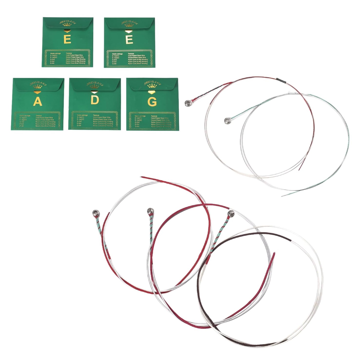 4/4 Full Set Violin Strings with BONUS GOLD E String | Premium Synthetic Core for Warm, Rich Sound & Enhanced Projection | Medium Tension, Concert-Tested | Fits All 4/4 Violins