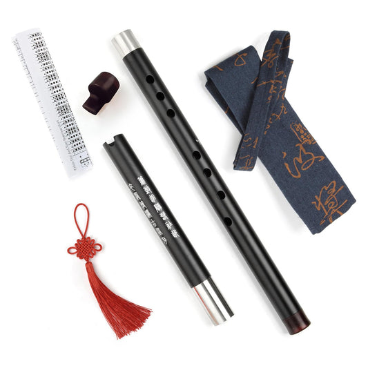 Metal Xiao Flute Classical Vertical Musical Instrument Aluminum Two Section XIAO with Mouth Piece Professional Flute for Beginner (Key G)
