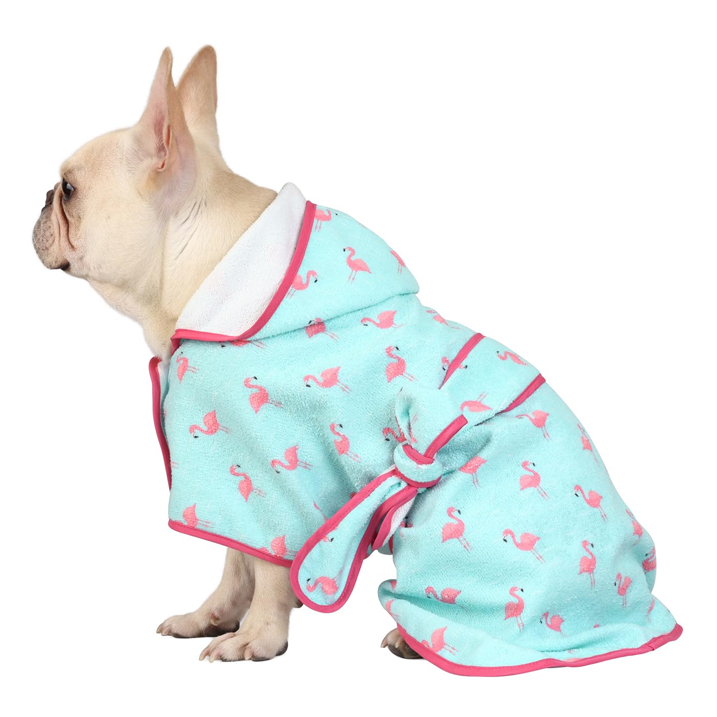 HDE Dog Bathrobe Super Absorbent Quick Drying Towel Wrap Adjustable Bath Robes with Hood for Dog Sizes S-XXL