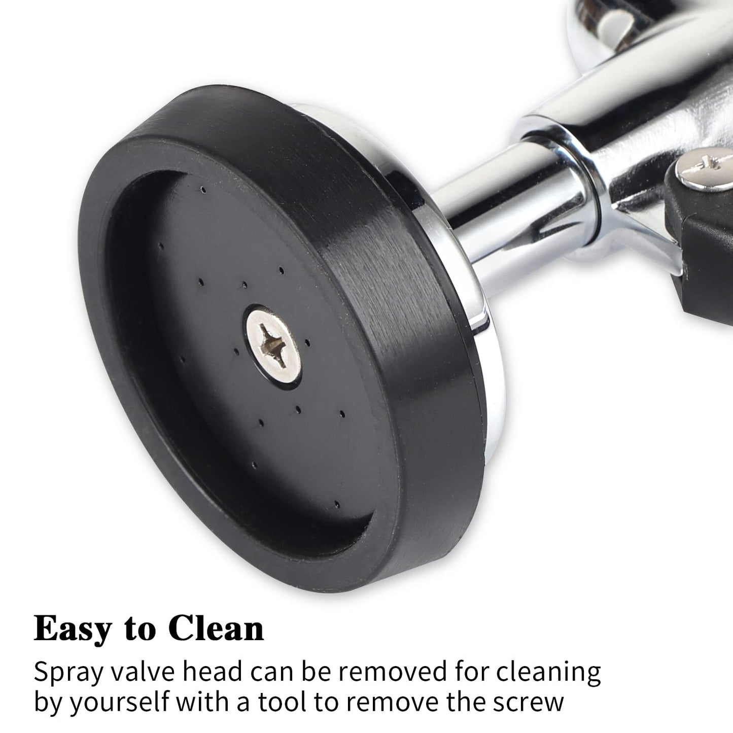 KWODE Pre-Rinse Spray Valve Commercial Kitchen Sink Faucet Sprayer Head with Hand Grip Assembly 1.42GPM High Pressure Dish Sprayer Nozzle Kit for Restaurant Industrial Faucet, Chrome (Black)