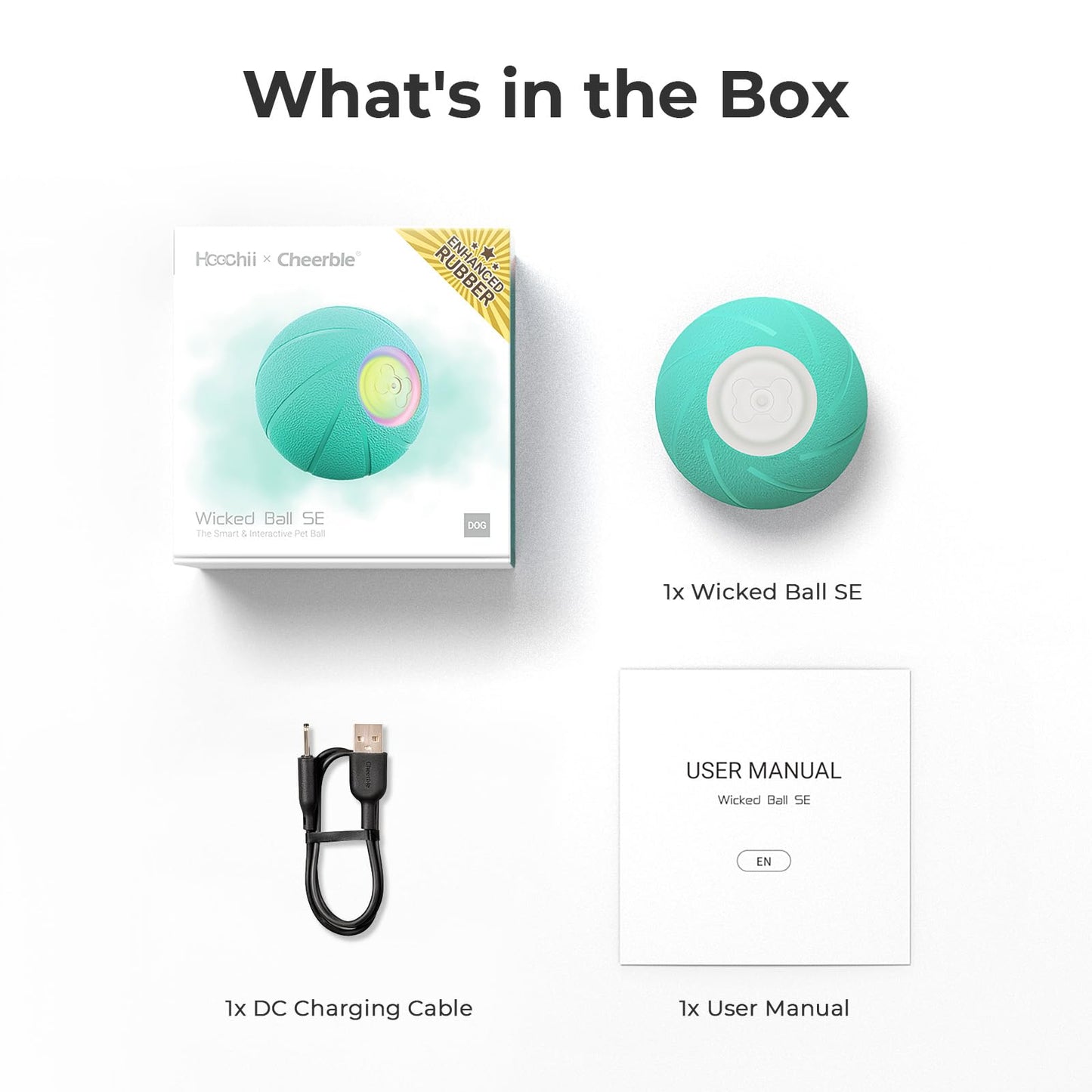 Cheerble Smart Interactive Dog Toys,[Enhanced Rubber] Wicked Ball SE with 3 Interactive Modes,Active Rolling Dog Toy with LED Lights,DC Rechargeable,Self Moving Bouncing Rotating Ball (Small Dog)