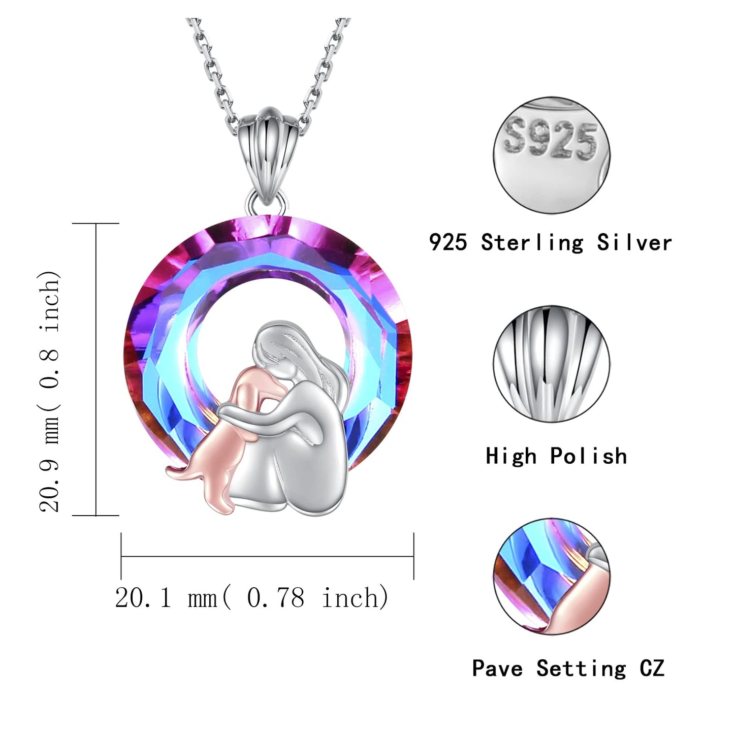 Sterling Silver Dog Necklace Puppy Pendant Jewelry Gift for Women Mom Dog Lover