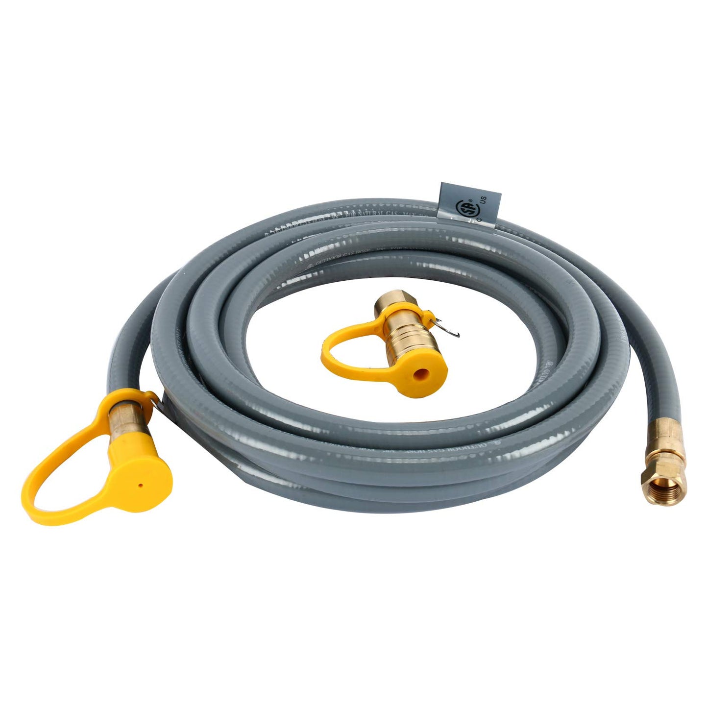 12 Feet 3/8 inch ID Natural Gas Grill Hose with 3/8" Male Flare Quick Connect/Disconnect - 3/8inch Female Flare Adapter for Outdoor NG/Propane Appliance - CSA Certified
