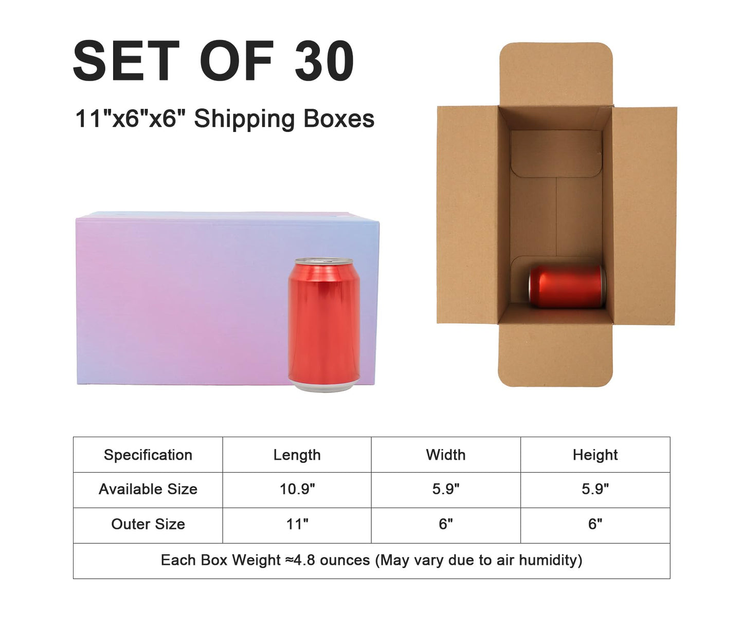 DERZIFUN 11x6x6 Medium Shipping Boxes, 30 Pack Purple Cardboard Mailer Box, Gift Boxes for Packaging Small Business