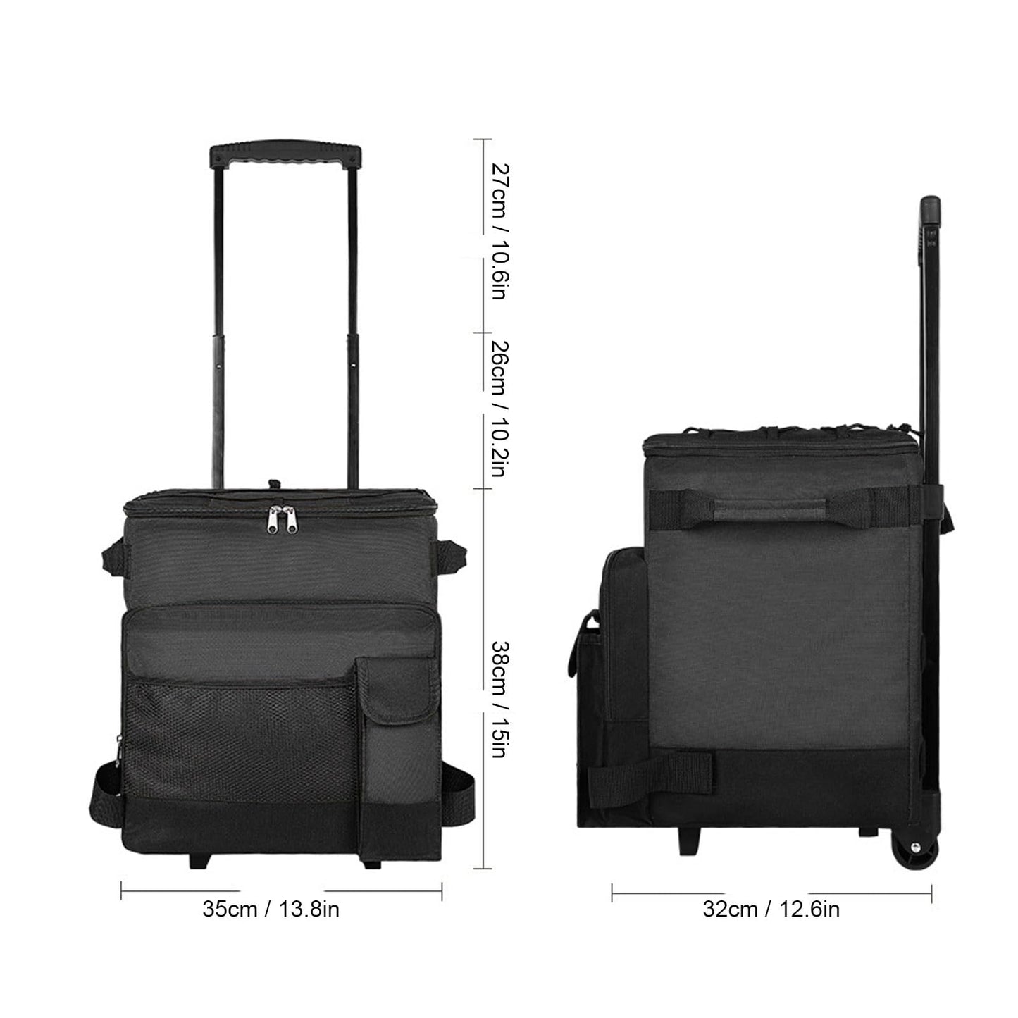 Large Rolling Cooler, 43L Leakproof Insulated Chiller Wheeled Soft Cooler, Oxford Cloth Aluminum Foil Dual Waterproof Portable Insulated Wheeled Cooling Bag with Handle