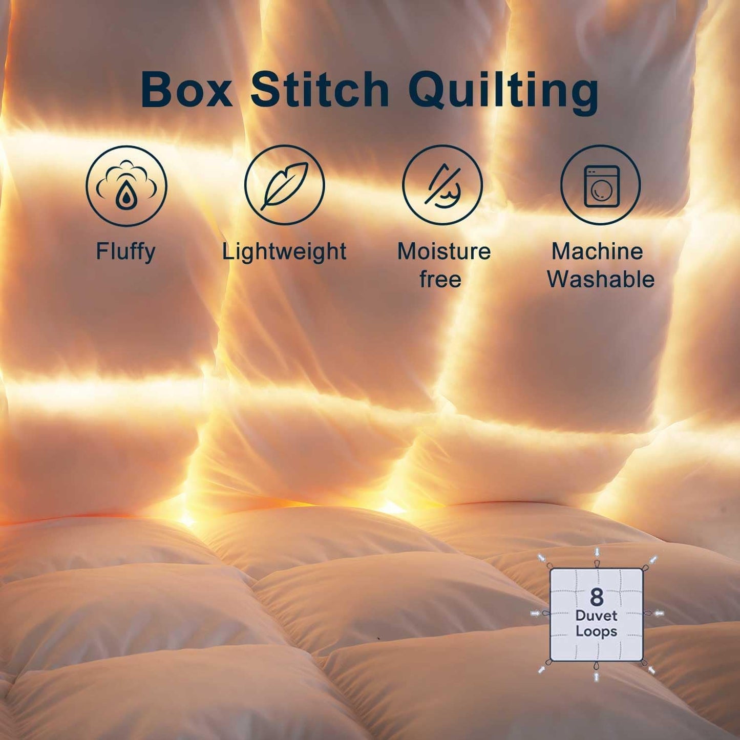 Mosluna Feather Down Comforter Queen Size, 100% Cotton Shell All Season Duvet Insert, Luxury Hotel Bedding Comforters Cozy Ultra Soft Feather Blanket with 8 Corner Tabs, White (90 x 90 Inch)