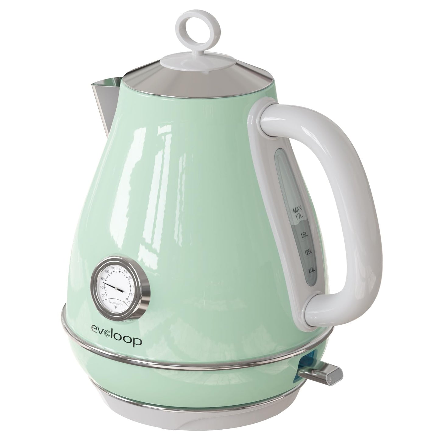 Electric Tea Kettle, 1500W /1.7 Liter Hot Water Boiler Heater Pot, Retro Electric Kettle with Thermometer, Auto Shut-Off & Boil-Dry Protection, BPA Free,Stainless Steel Teapot