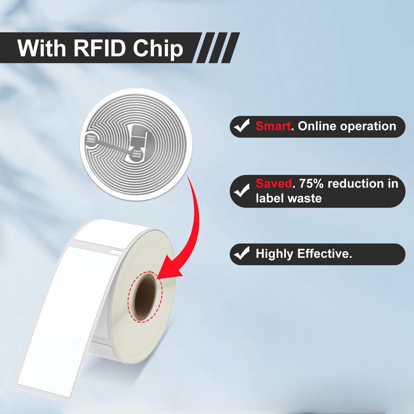 6 Rolls Address & Barcode Label with RFID Chip, Compatible for DYMO 30252 Labels(1-1/8" x 3-1/2"), Black Print, White Label, Compatible with DYMO Labelwriter 450, 4XL, 550, 5XL (350 Labels/Roll)