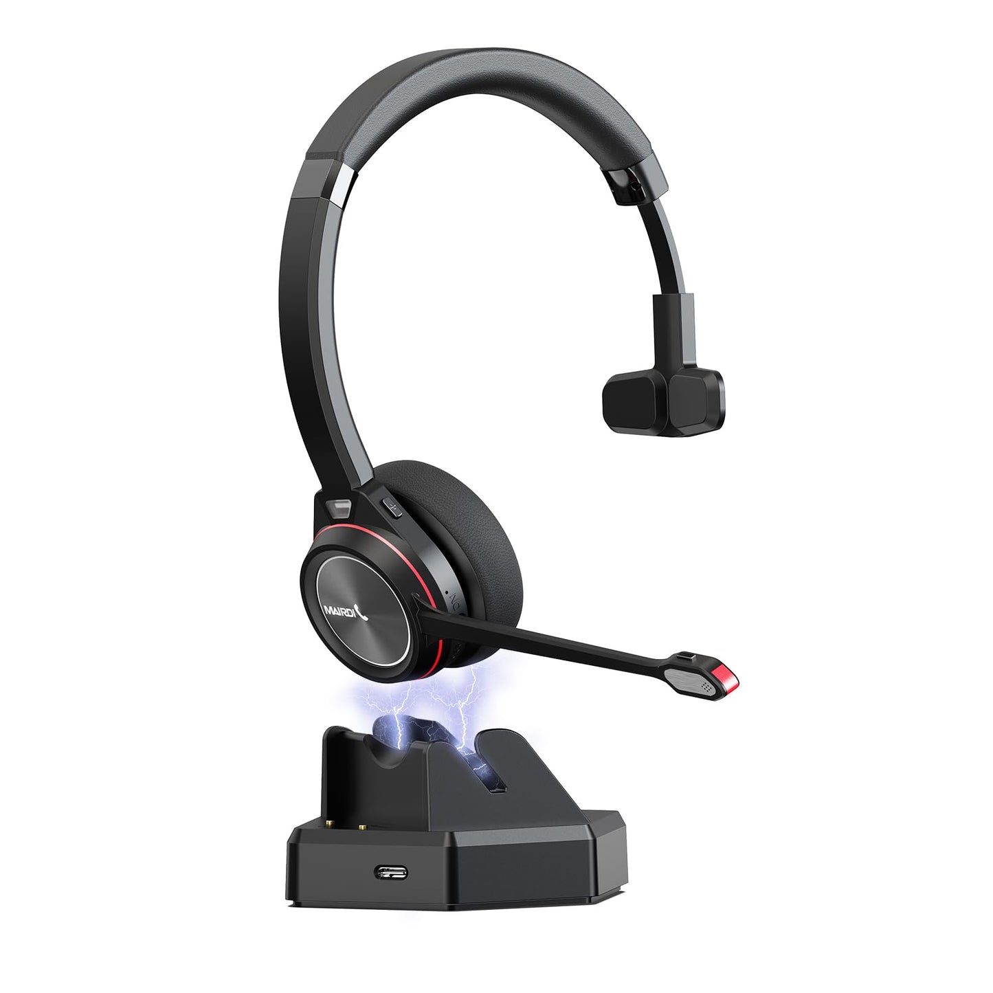 MAIRDI Bluetooth Headset with Microphone for PC, in-Built Bluetooth Dongle for Computer, Wireless Headset with Mic Mute for Work Office CallCenter Telephone Microsoft Teams Conference