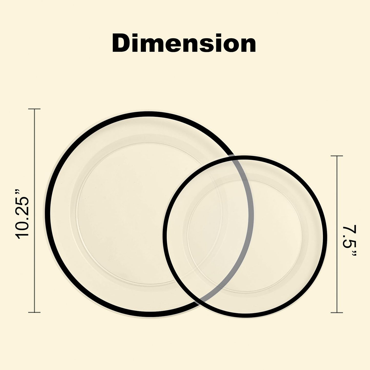 BESTSTAR 100PCS Black and Clear Plastic Plates, Black Disposable Plate Set with 50 Dinner Plates and 50 Dessert Plates for Party, Halloween, New year