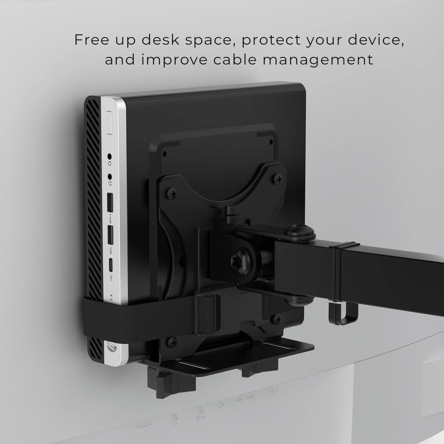HumanCentric Thin Client Mount Bracket, Mount a Mini PC or Computer to a VESA Monitor Arm or Stand, Pole, or Under Desk or Surface, Devices with 0.65-2.55" in Depth for 75x75 and 100x100mm Patterns