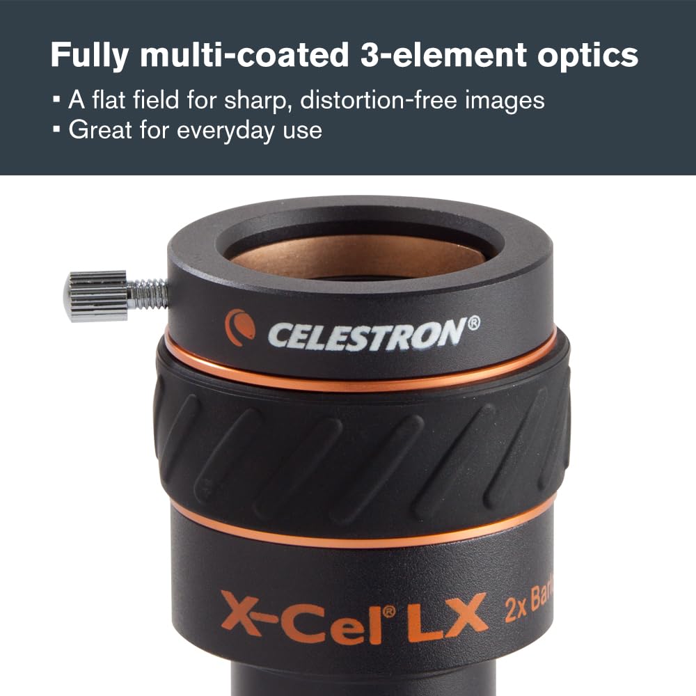 Celestron 93529 X-Cel LX 1.25-Inch 2X Barlow Lens (Black)