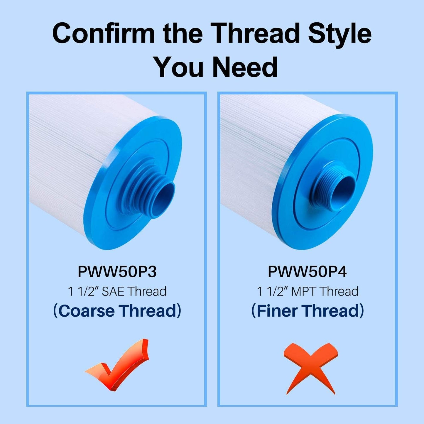 POOLPURE Spa Filters for Hot Tub, Replacement for Unicel 6CH-940, PWW50P3, PWW50-P3, Filbur FC-0359, Waterway Plastics 817-0050, 25252, 378902, 03FIL1400, 2 Pack