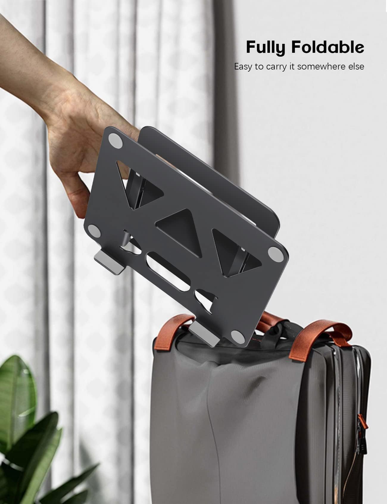Aoviho Adjustable Laptop Stand for Desk, Portable Laptop Stand Holder and Riser, Foldable Aluminum Notebook Computer Stand for MacBook Air Pro HP Lenovo Dell Samsung Chromebook, 10-15.6 inch(Black)