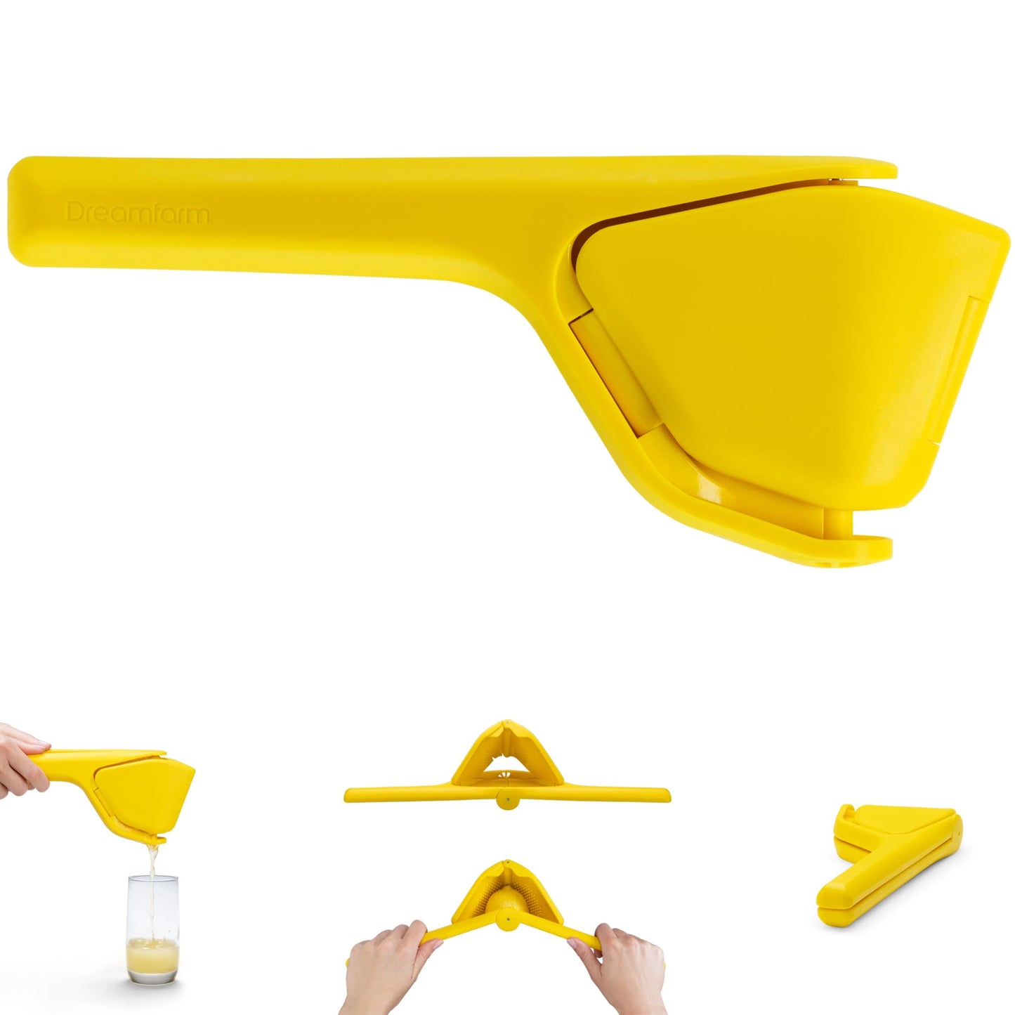 Dreamfarm 10" Lemon Fluicer | Easy Squeeze Manual Lemon Juicer | Citrus Juicer That Folds Flat for Space-Saving Storage | Lemon Squeezer with Sideways Pivot to Increase Leverage + Reduce Effort Needed