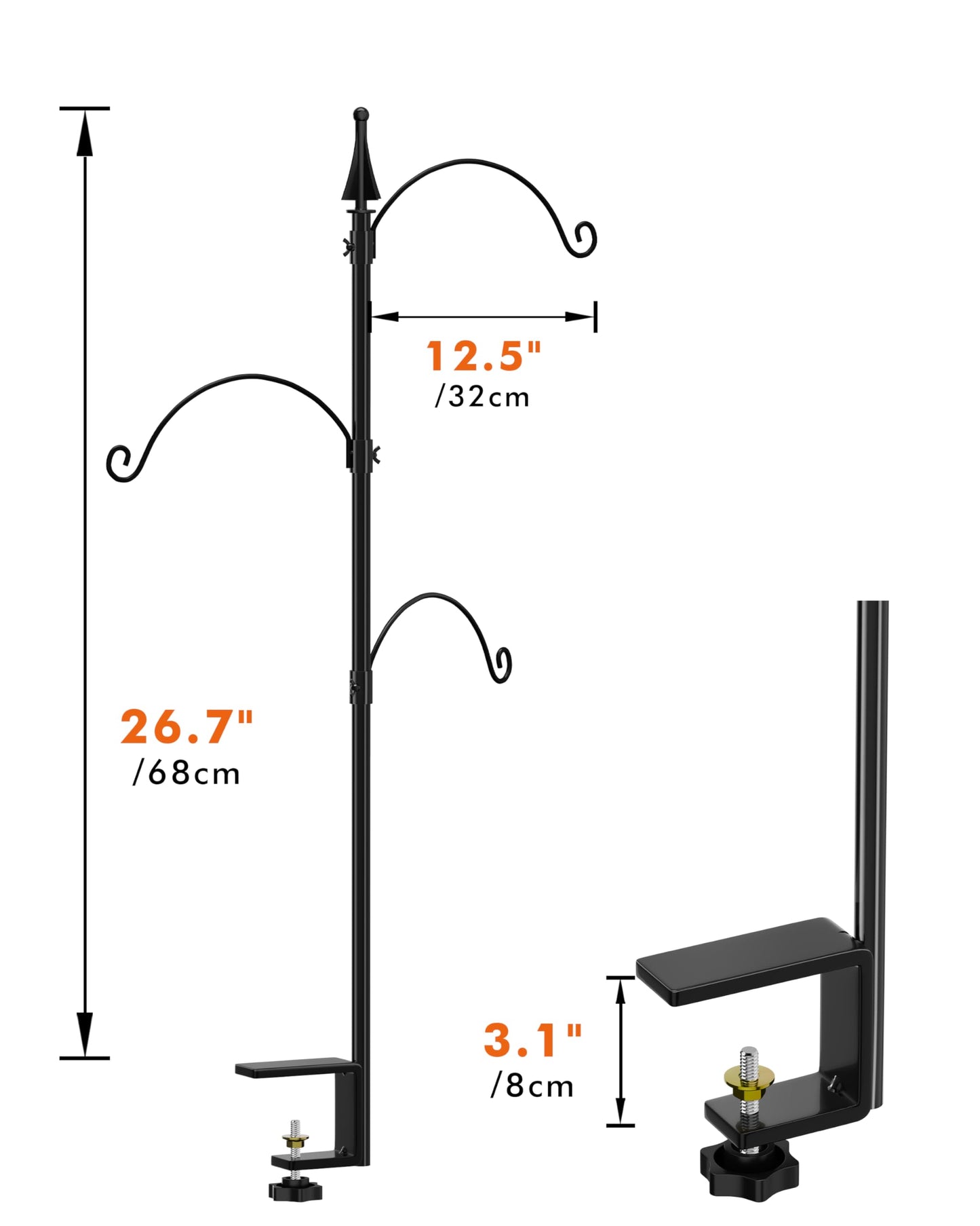 iBorn Bird Feeder Hook for Deck Railing Outside Hanging for Hummingbird Feeders for Deck Hanger,3 Hooks 360 Degree Swivel,Attracting Wild Birds Feeder Planter Hanger (Feeders are Not Included)