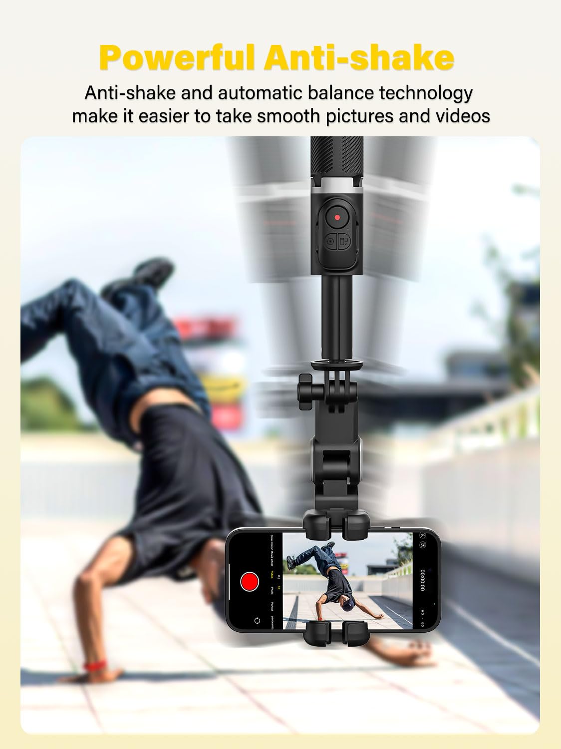 AOCHUAN Gimbal Stabilizer Face Tracking Without APP, 4 in 1 RGB Light Stabilizer, Handheld Portable Phone Tripod for iPhone&Android, Built-in Extension 108cm, M2PRO Black