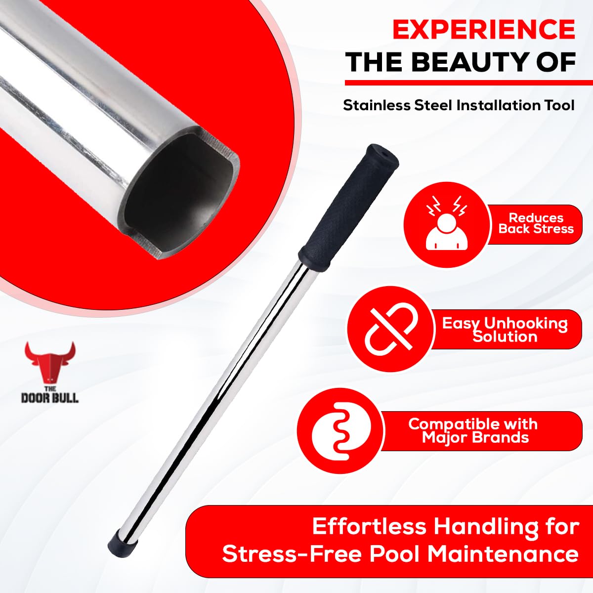 30 inches Extra Long Heavy Duty Swimming Pool Safety Cover Installation, Removal Rod Tool Plus Anchor Hex Key - Rod with Hex Key Combo