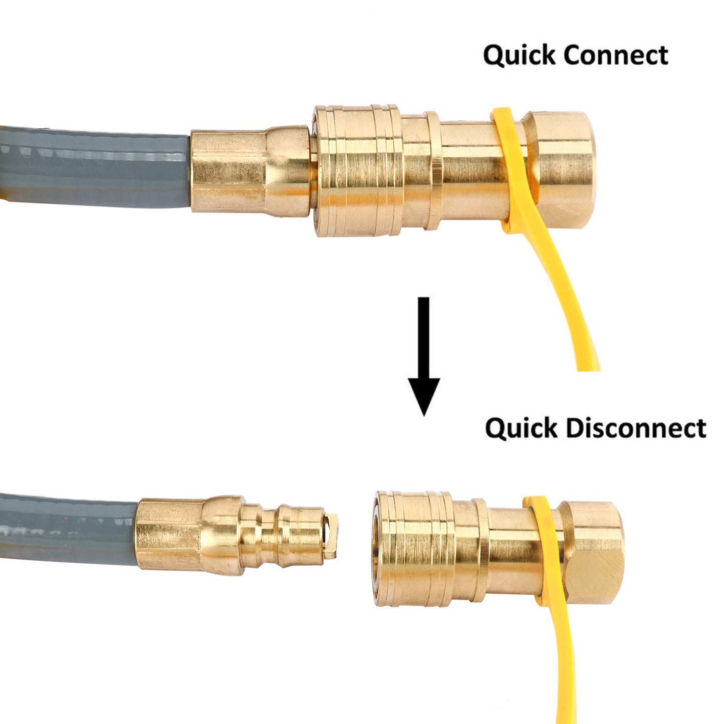 12 Feet 3/8 inch ID Natural Gas Grill Hose with 3/8" Male Flare Quick Connect/Disconnect - 3/8inch Female Flare Adapter for Outdoor NG/Propane Appliance - CSA Certified