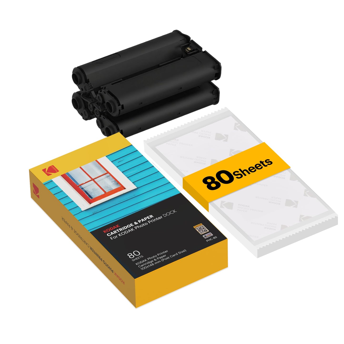 Kodak Dock Plus & Dock Photo Printer Cartridge PHC-80 – Cartridge Refill & Photo Paper- 80 Pack