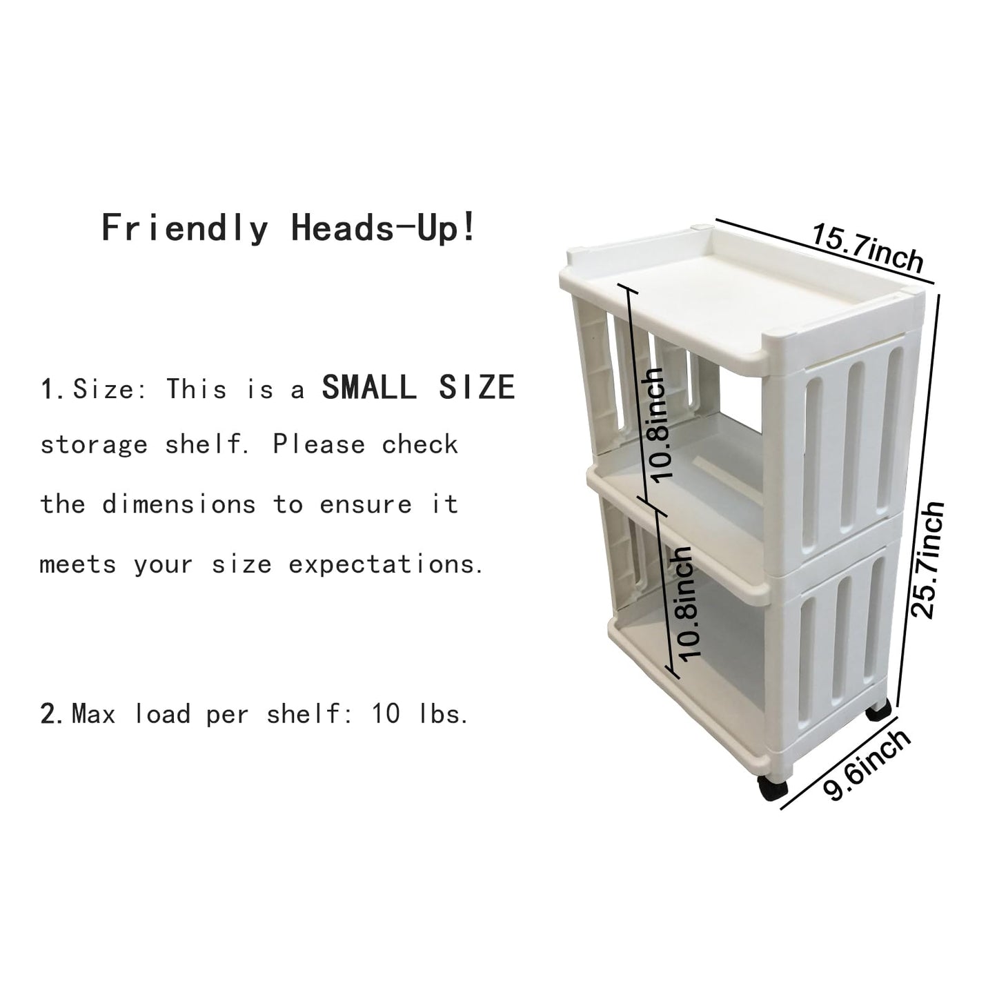 Rolling Storage Utility Cart Slim Organizer Shelf with Wheels 3 Tier Narrow Places Mobile Shelving Unit Tower Rack for Kitchen Bathroom Laundry Room Home Office Bedroom Living Room Washroom, White
