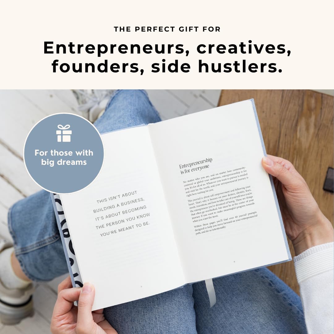 Employee to Entrepreneur - Guided Journal to Change Your Life, Become an Entrepreneur, Journal for Personal Development and Reflection, Meaningful Gift for Women & Men, Light Blue Hardcover, 200 pages