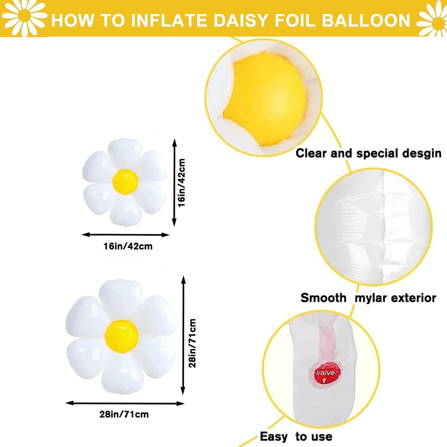 Daisy Pastel Balloon Garland Arch Kit 1st Birthday Decorations Girl White Groovy Wildflower Balloon Arch Kit First Birthday Party Decorations for Girl Baby Shower Flower Balloons Decor