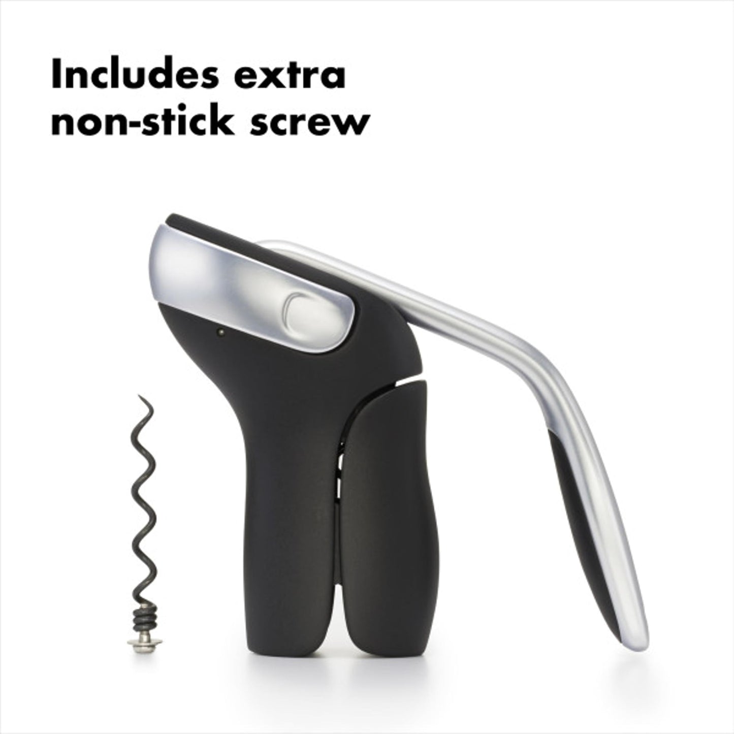 OXO 11147600 Steel Vertical Lever Corkscrew with Removable Foil Cutter, 2.1, Black/Silver