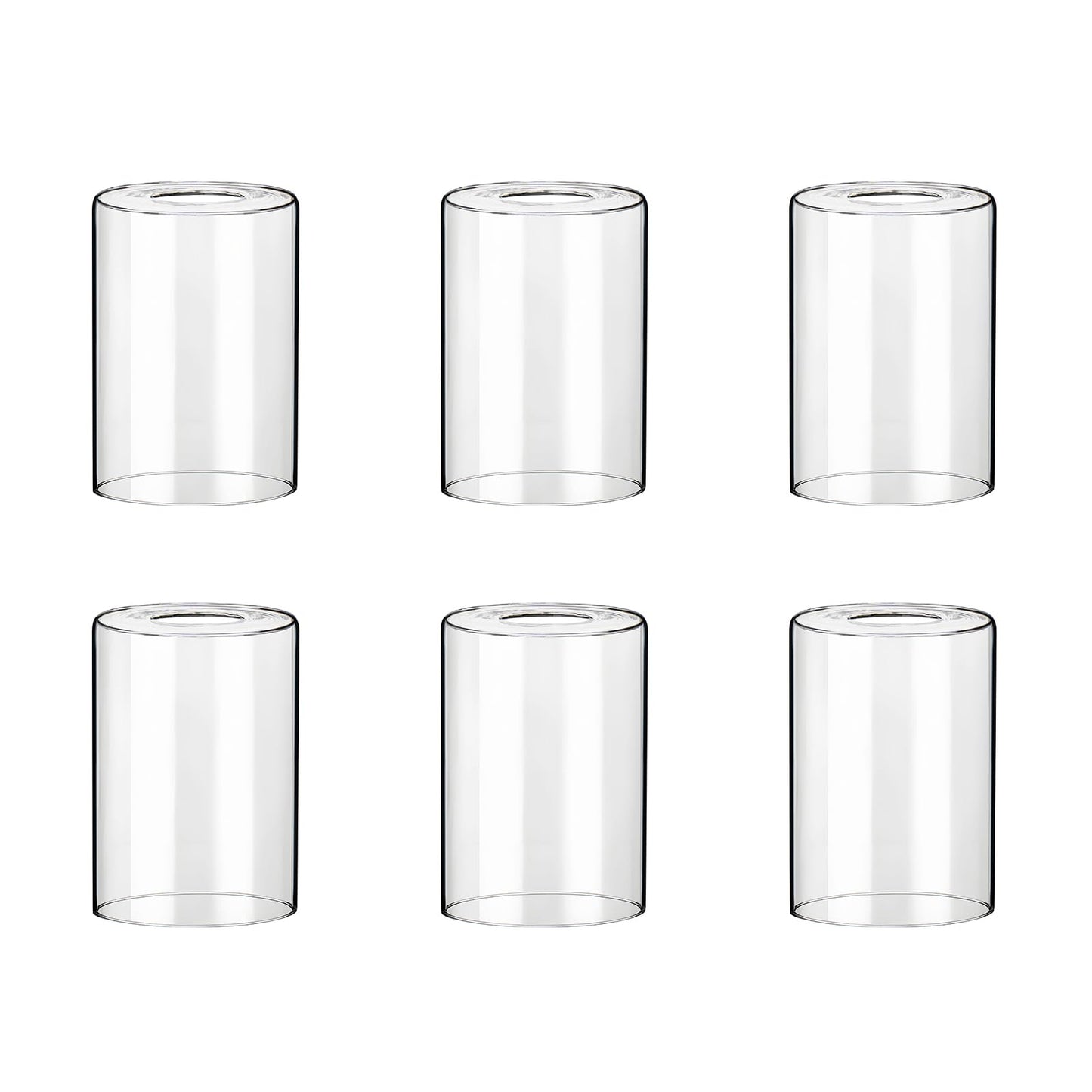 LAMP YU Clear Cylinder Glass Lamp Shade Replacement Globe, 6 Pack Clear Glass Shade Covers Replacements, 5.5in Height, 3.9in Diameter, 1.65in Fitter