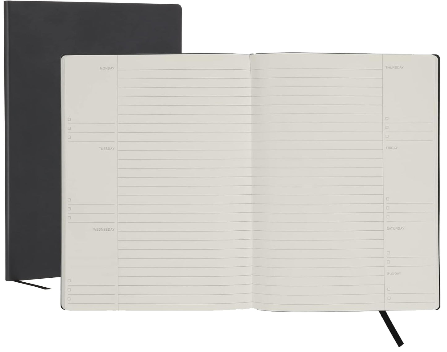 Oxford Weekly Planner, Undated Planner, Daily Gratitude Journal, Mon-Sun, 52 Weeks, 1 Year, Black Softcover, Premium Ivory Paper, 7.5" x 10" (90991)
