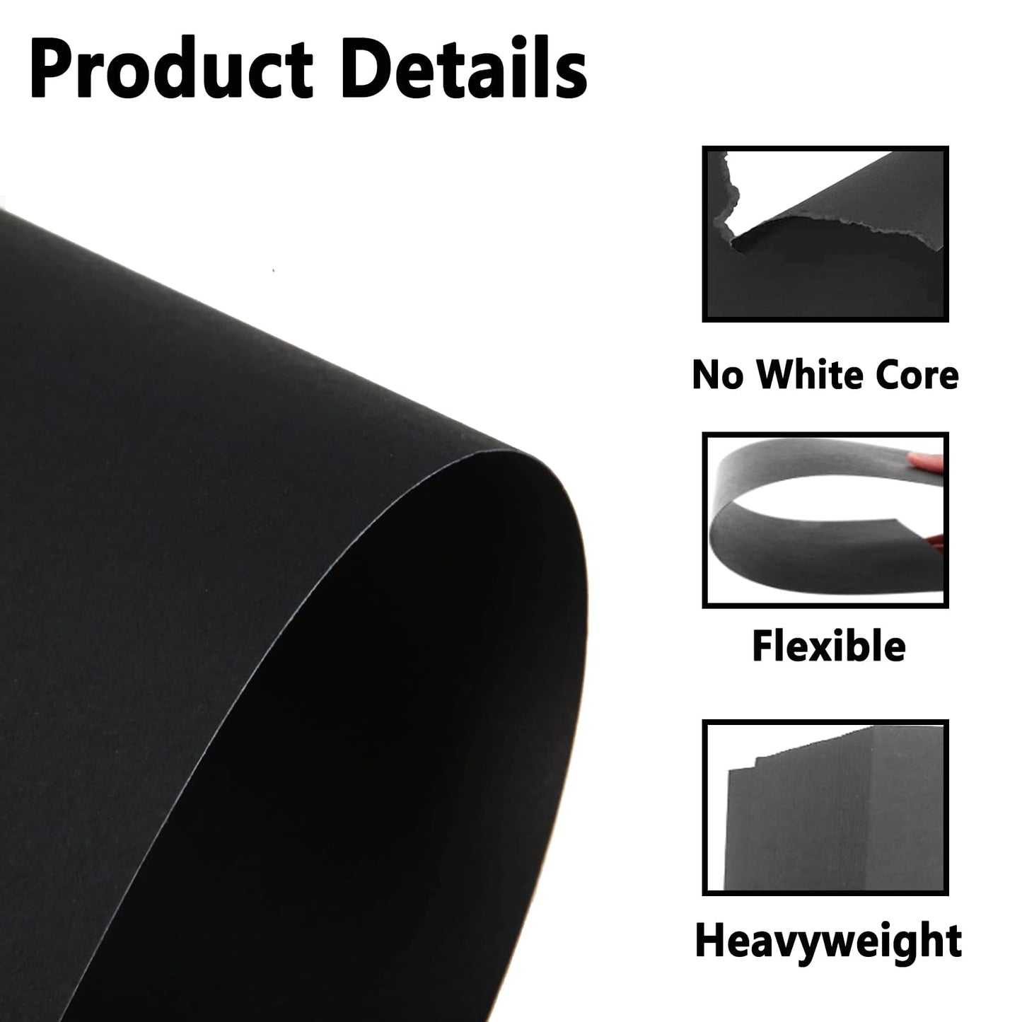 QTLCOHD 200 Sheets Black Colored Cardstock Thick Paper 8.5 x 11 Inch Heavyweight 70lb Cover Card Stock for Crafts and DIY Cards Making