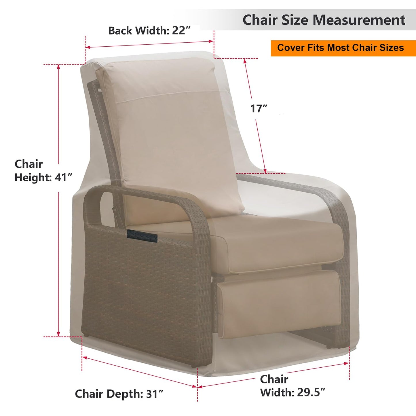 Skypatio Patio Chair Cover Waterproof, Outdoor Furniture Storage Cover for All Weather Protection (Khaki)