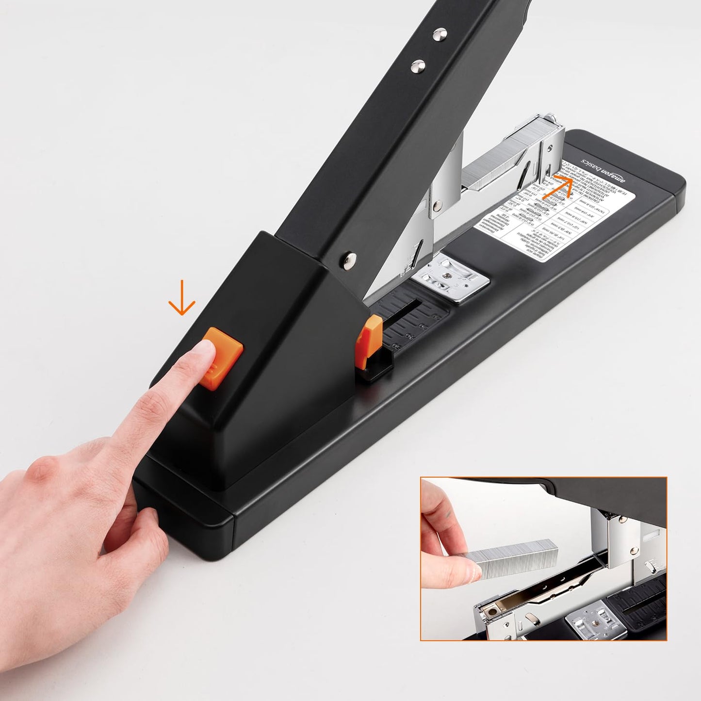 Amazon Basics Heavy Duty Stapler, 210 Sheet High Capacity, Long Arm, Industrial Office Stapler with 1000 Staples, Black