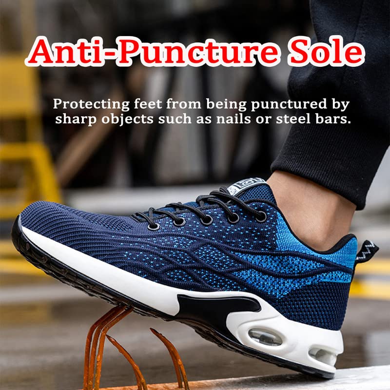 MIFAWA Safety Shoes for Men Steel Toe Shoes Men Lightweight Work Shoes Anti-Puncture Breathable Comfortable Steel Toe Sneakers Black