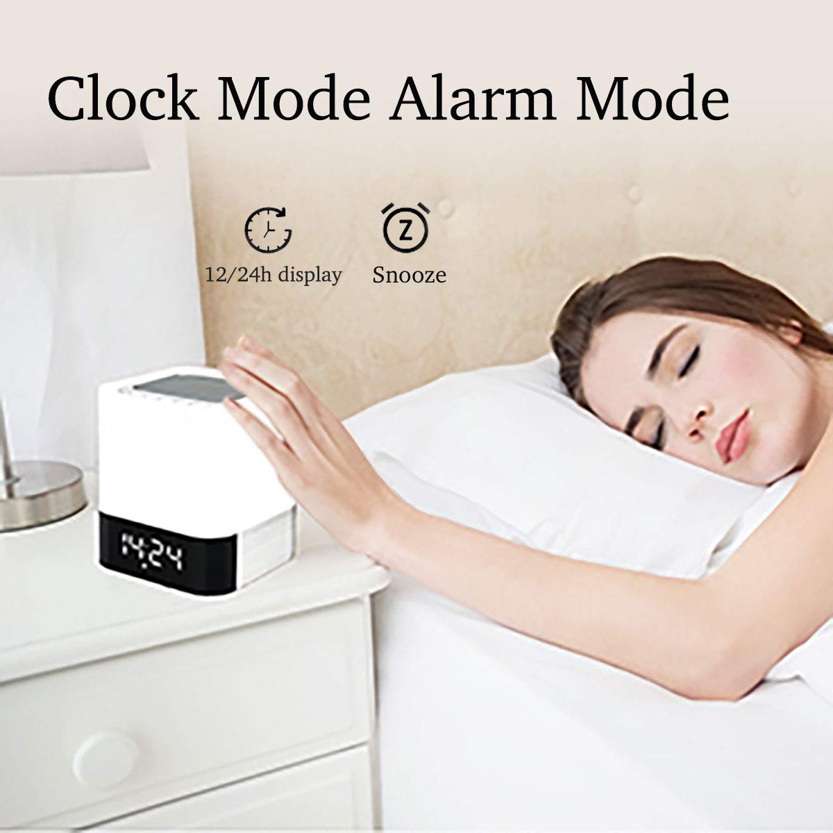 Night Lights Bluetooth Speaker,HoaBoly Alarm Clock Wireless Bluetooth Speakers,Touch Sensor Bedside Lamp,Color Changing Night Lights for Kids,MP3 Music Player, Speakerphone/TF Card/AUX-in Supported