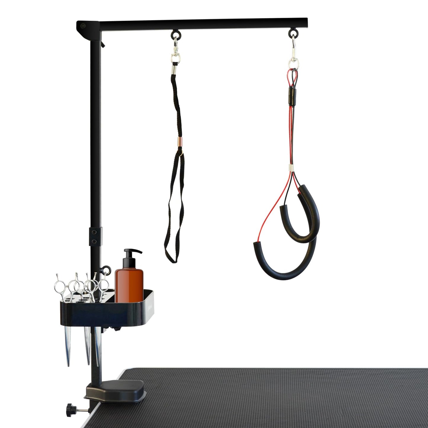 SHELANDY Pet grooming arm with clamp for large and small dogs - 35 inch height adjustable and Free two No Sit Haunch Holder (BLACK)
