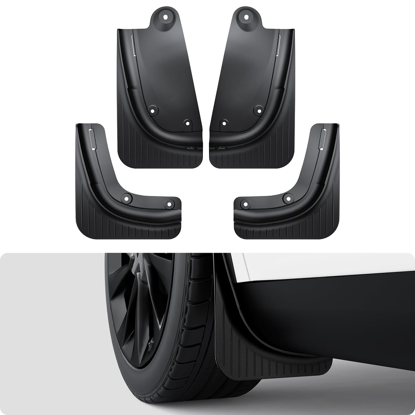 BASENOR 2026 Tesla Model Y Mud Flaps Splash Guards Fenders [No Drilling No Tape] [Paint Protection] All Weather Tire Protector TPE Mudflaps for Model Y Juniper 2025 2026(Standard/Premium/Performance)