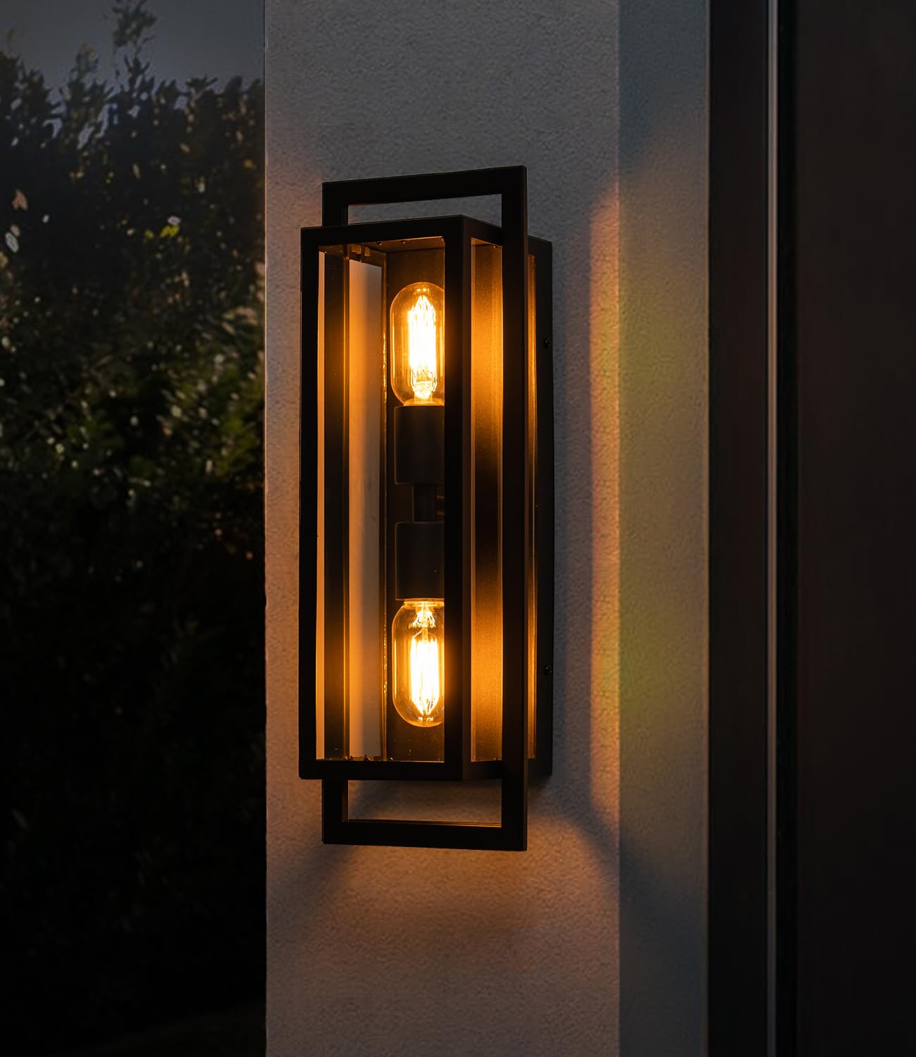 OUPAVOCS Outdoor Wall Light Fixture, Modern Porch Light Wall Mount, Exterior Wall Lamp with Clear Glass, Up and Down Outside Wall Sconce Lighting for House, Patio, Garage