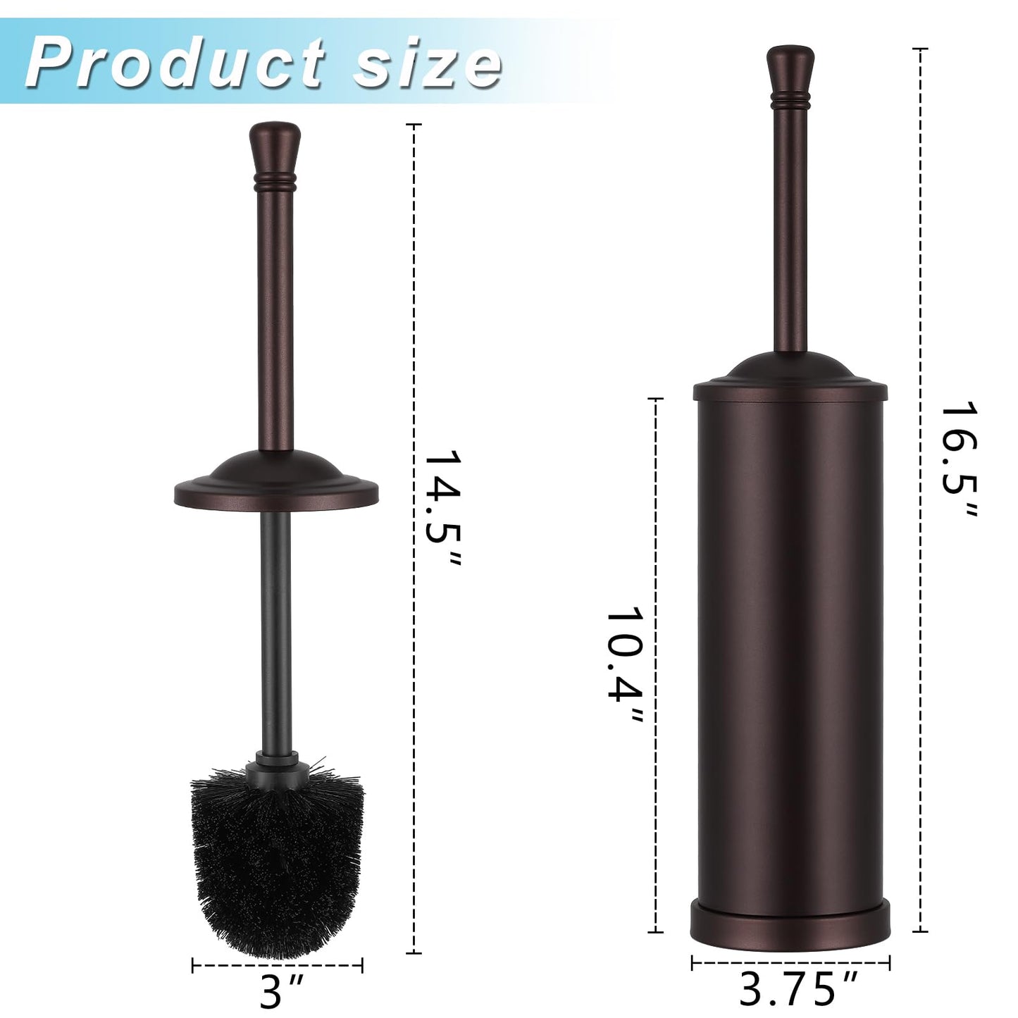 Bronze Stainless Steel 304 Toilet Brush and Holder,Toilet Bowl Brush with Long Handle for Bathroom,Toilet Cleaner Brush-Space,Saving,Covered Brush,Durable, Deep,Cleaning,Splash Resistant