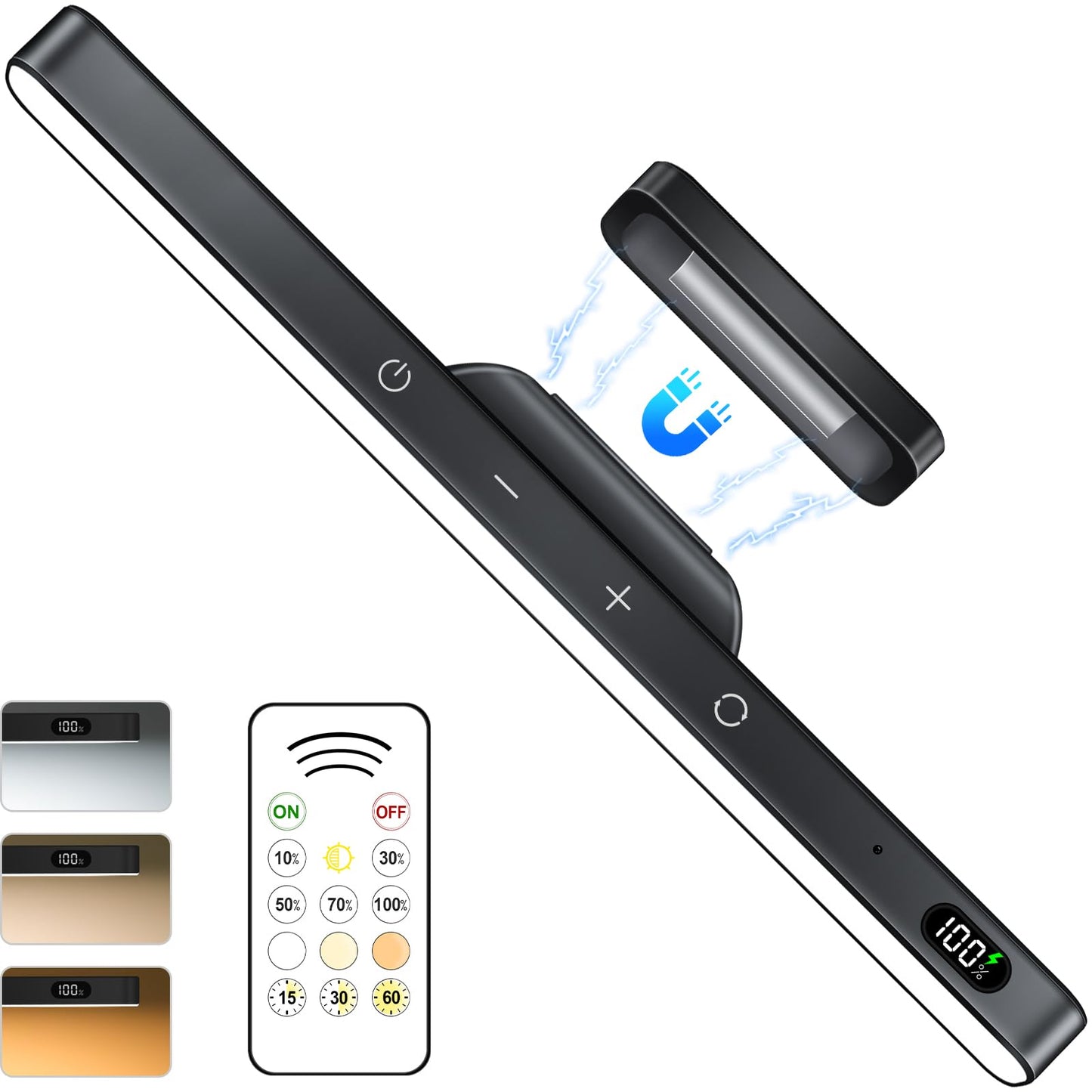 WILLED 5W Mirror Lights with Romote Control,3 Colors Adjustable Makeup Light with 120 LED,2500mAh Rechargeable Under Cabinet Lighting Wireless,Magnetic Stick on Touch Light for Closet,Bunk Bed