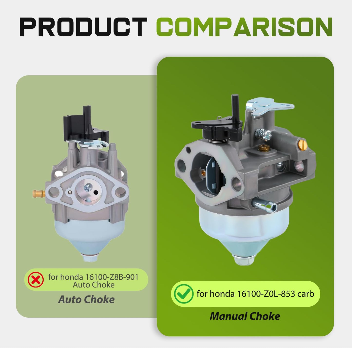 GCV160 Carburetor for Honda GCV160 GCV160A GCV160LA GCV160LA0 HRB216 HRS216 HRR216 Replaces 16100-Z0L-853 16100-Z0L-801 16100-Z0L-852 16100-Z0L-851 16100-Z0L-802 Manual Choke
