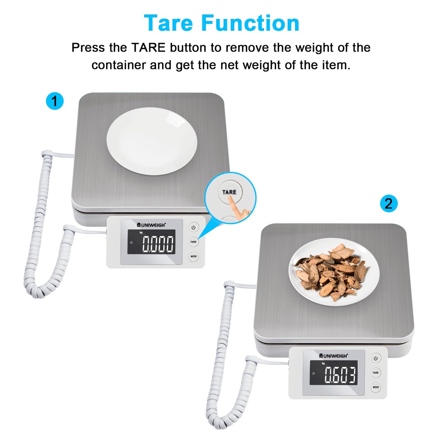 UNIWEIGH Shipping Scale for Packages,Digital Shipping Postage Scale 88lb/0.1oz with Tare and LCD Dispaly,Postal Scale for Packages Small Business,Mail Scale Includes AC Adapter and 2X AAA Batteries