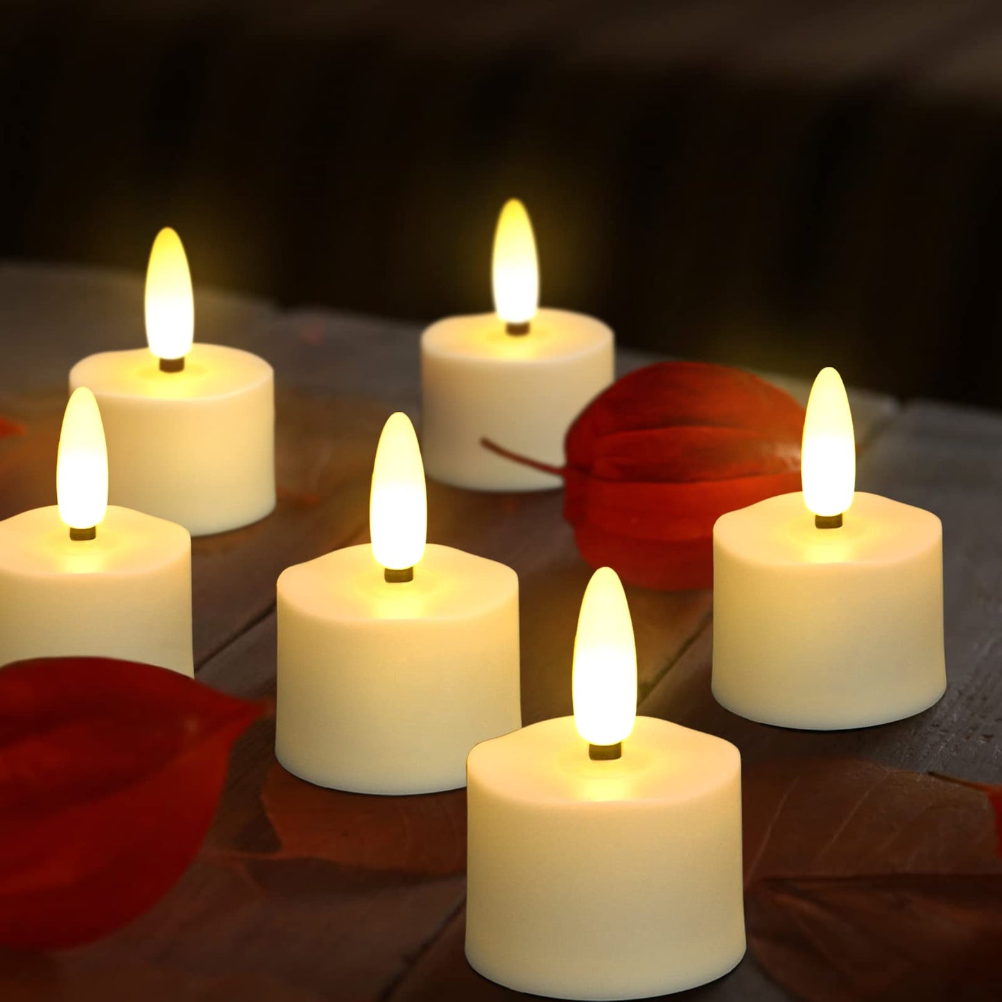 USB Rechargeable 3D Wicks Tealights Candle Flameless Flickering Battery Operated with Remote Control & Timer Realistic Led Tea Lights for Halloween Christmas Home Decor (12 PCS,Rechargeable)
