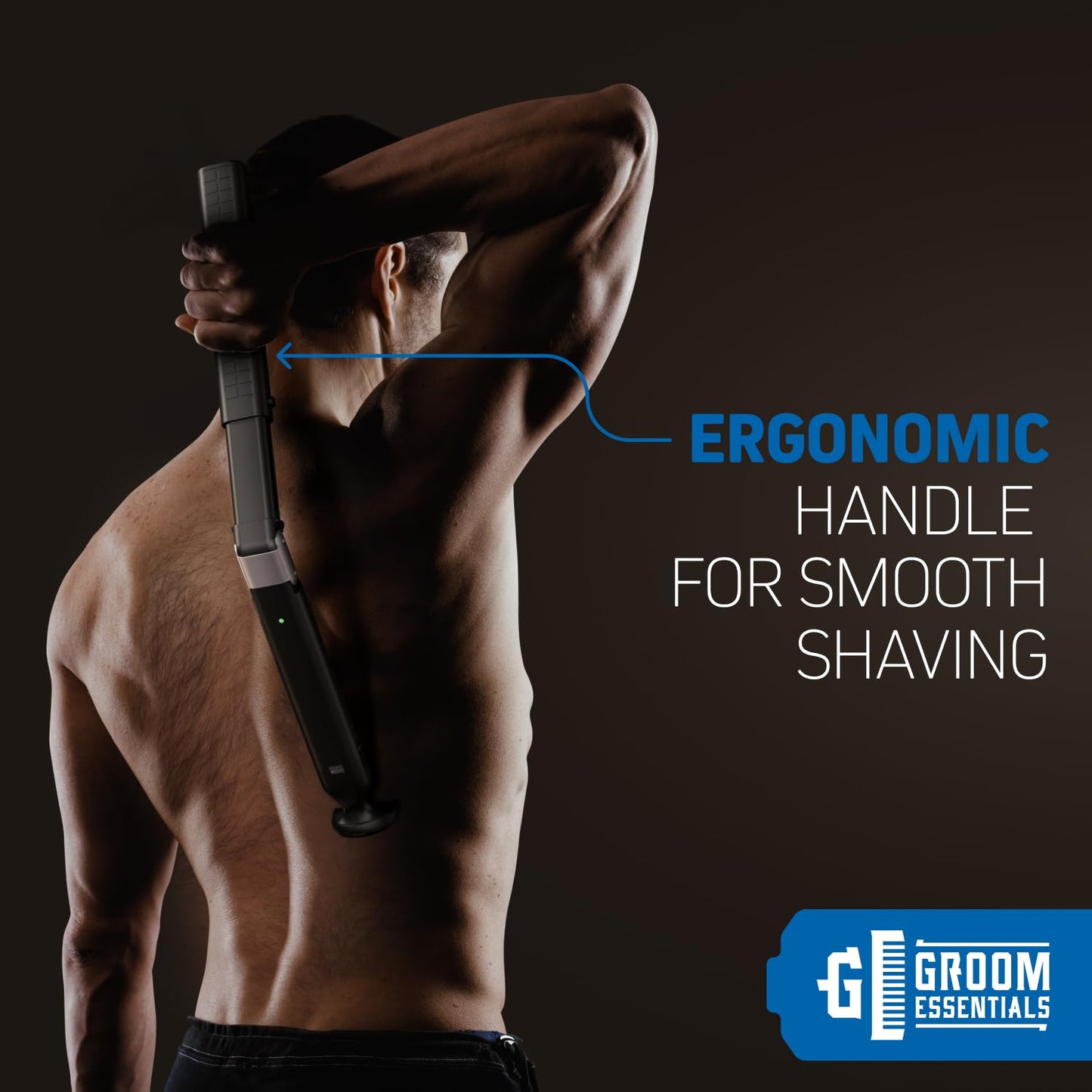 ChargeWorx Rechargeable Electric Back Shaver and Hair Trimmer, Extendable Electric Razor for Body Grooming, Portable Hair-Removal Device with Adjustable Folding Handle