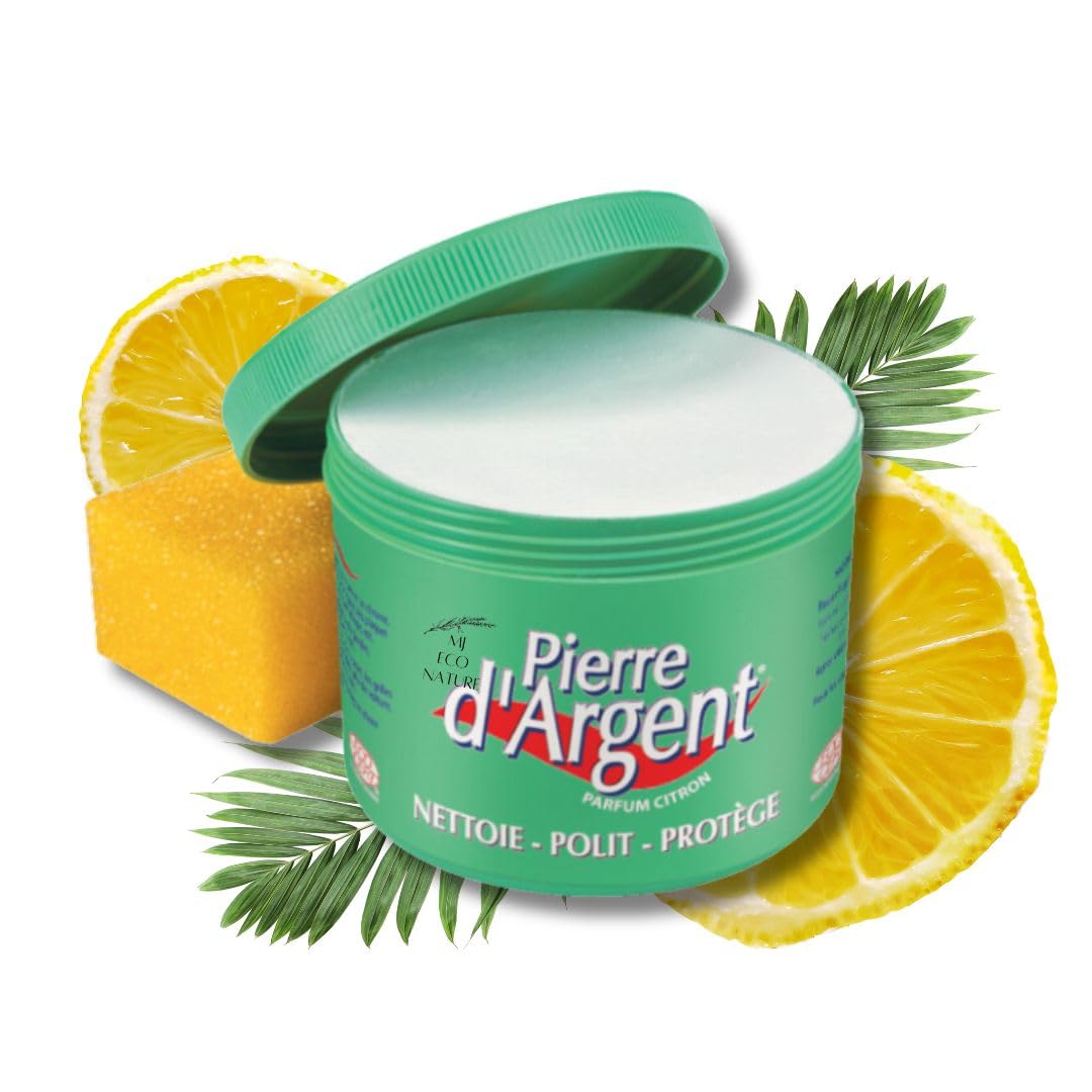 MJ ECO NATURE I 800gr Natural Multi purpose Surface Cleaner and Polish - Pierre blanche de nettoyage - Pierre d'argent - Made in France (800g Lemon)