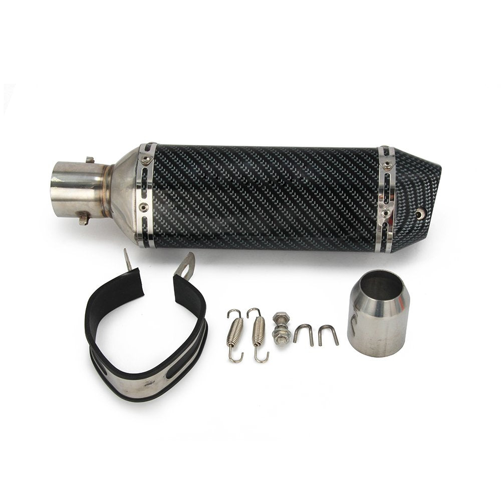 JFG RACING Slip On Exhaust Motorcycle Muffler Pit Dirt Bike Exhaust ATV Muffler,1.5-2" Inlet Universal for Street Bike Pit Bike Scooter ATV