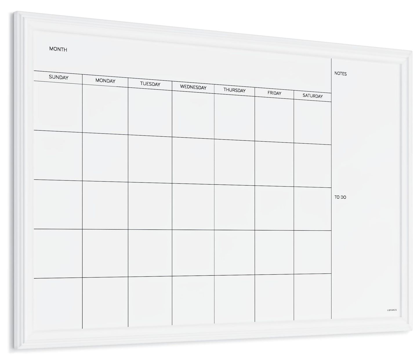 U Brands Magnetic Dry Erase Calendar Board, 30"x20", White Wood Style Frame, Includes Magnets